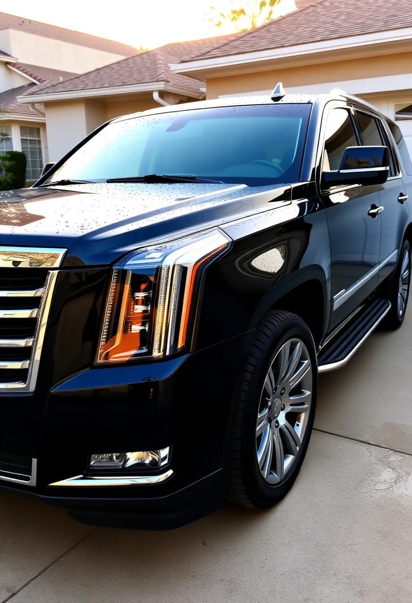 Freshly detailed black Cadillac Escalade