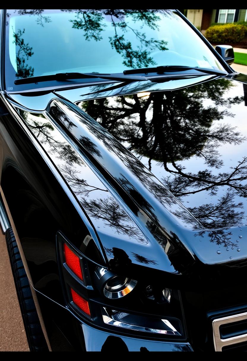Glossy black Chevy Tahoe after wash